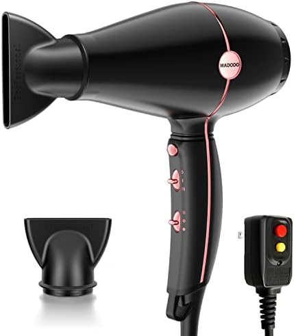 WADODO Ionic Hair Dryer, 2000W Professional Blow Dryer Fast Drying Hairdryer Travel Blowdryer, Lightweight Constant Temperature Low Noise Portable Salon Ion Hair Dryers for Women Men(Matte Black)
