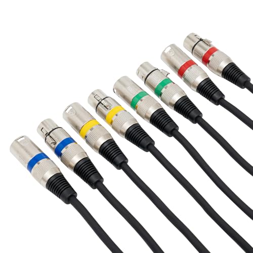 binxun DMX-Kabel 3m 3-Pin Schwarz PVC mit Kupferkern & Mehrschichtabschirmung DMX-Signalanschluss Set 4/5 Stück DMX Mikrofonkabel für Bühnenbeleuchtung und Lichtsteuerung (4)