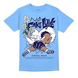DopeSkill Graphic Tee Powder Blue 9s Streetwear Hip Hop Hypebeast Men's T-Shirt Sneaker Colour Matching Shirts No Fake Love (Blue - L)
