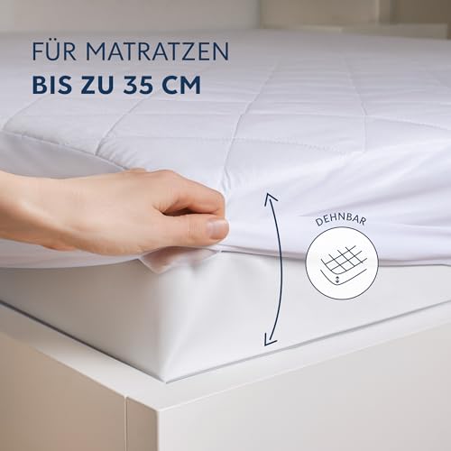Matratzenschoner 90 x 190/200 Gesteppt - Matratzenauflage bis 40 cm Höhe mit Gummizug - Matratzenschoner 90 x 190/200 - Öko-Tex und atmungsaktiv - Nicht wasserdicht