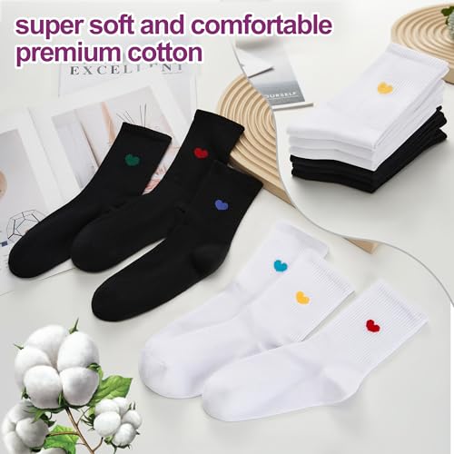 Image of inhees Women's Cotton Crew Socks - 6Pairs Above Ankle Fun Cute Heart Bootie Dress Socks - Gifts for Mother /Her