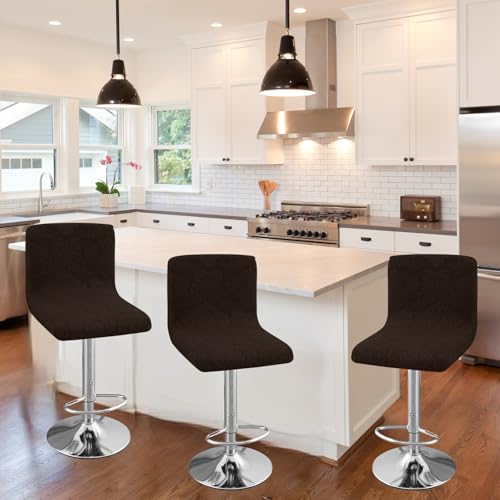 Image of Chair Covers Bar Stool Cover 2pc Bar Chair Cover Swivel Bar Stool Slipcover | Stretch Counter Height Bar Stool Cover High Back Chair Cover Counter Stool Bar Chair Covers for Kitchen Pub Dining Room,03