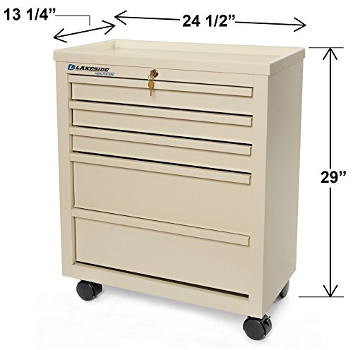 Lakeside Manufacturing BV05 Super Saver Bedside Cart, Metal, 5 Drawer (Fully Assembled) - Thumbnail 4