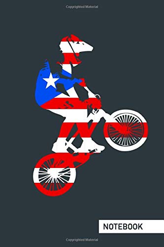 Notebook: puerto rico flag bmx racing 6x9 lined journal notebook