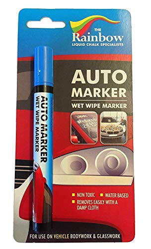 Car Paint Marker Pens Auto Writer Blue - All Surfaces, Windows, Glass, Tire, Metal - Any Automobile, Truck or Bicycle, Water Based Wet Erase Removable Markers Pen