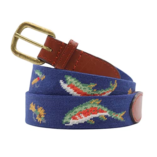 Smathers & Branson Rainbow Trout and Fly Needlepoint Belt