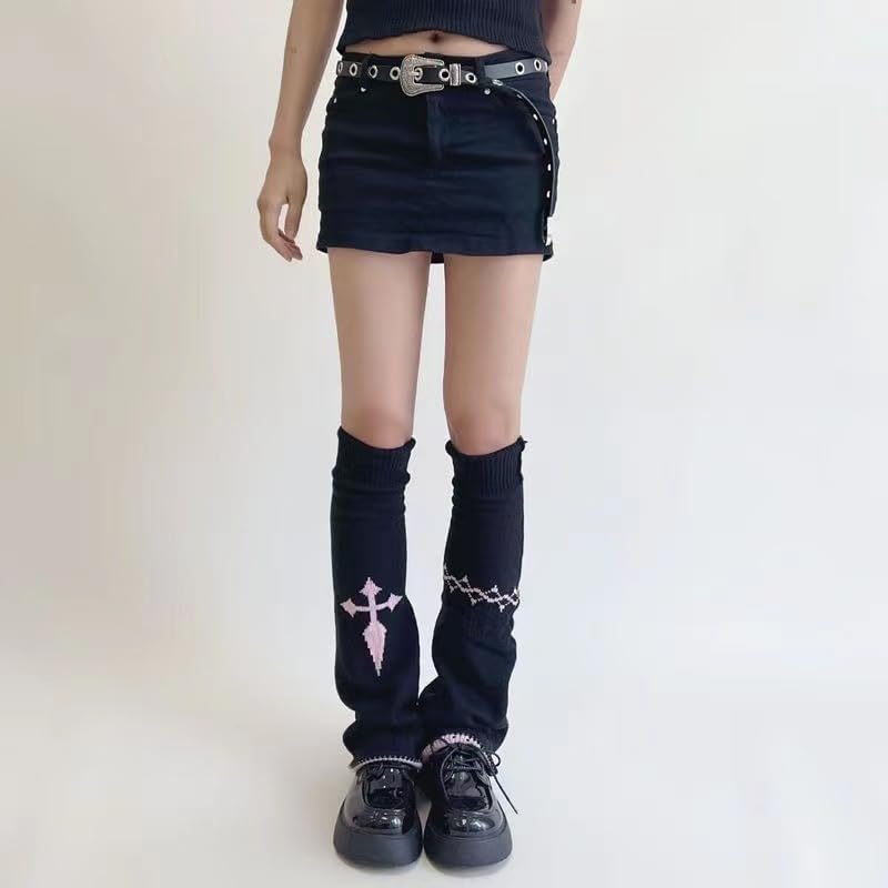 Miniatura 9 de Japanese Gothic Loose Leg Warmers Grunge Punk Ankle Heap Socks Dark Academia Knit Clothe Y2K Preppy Flared Leg Sleeve