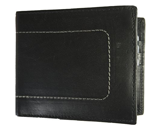 Bullz Genuine Leather Decorative Stitched Bifold Credit Card Black Men's Wallet4