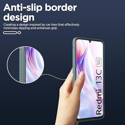 Image of Pikkme Redmi 13C 5G Back Cover Soft Matte Liquid Silicone TPU | Camera Protection | Shockproof Slim Back Case for Redmi 13C 5G (Green)