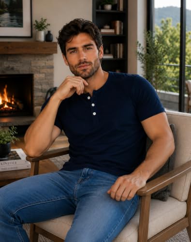 Image of London Hills T Shirt for Man | Men Henley Neck Tshirts | Tshirt Shirts Men | Gym T Shirts for Mens Workout T-Shirts for Man Cotton Stylish Henly Neck T Shirt Half Sleeve Regular Fit Solid Multicolour