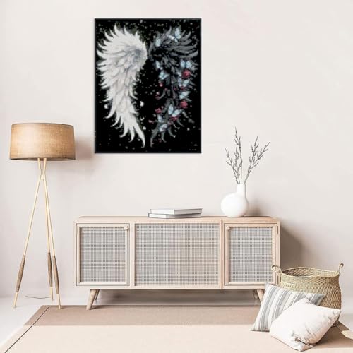 Image of Angel Wings Stamped Cross Stitch Kits for Adults,Colourful Angel Wings Dimensions Cross Stitch Kits Embroidery Kit Arts and Crafts for Beginners 15.7x11.8 inches