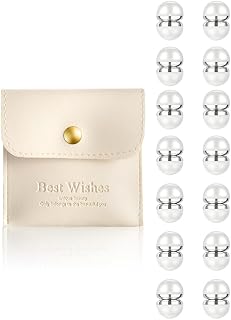 Bridal Veil Weights,Set of 14 Non-Damaging Double-Sided Magnetic Pearl Veil Weights,Ideal for Securing Long Veils at Outdoor Weddings,Perfect for Brides, Comes with Gift Box (Silver)