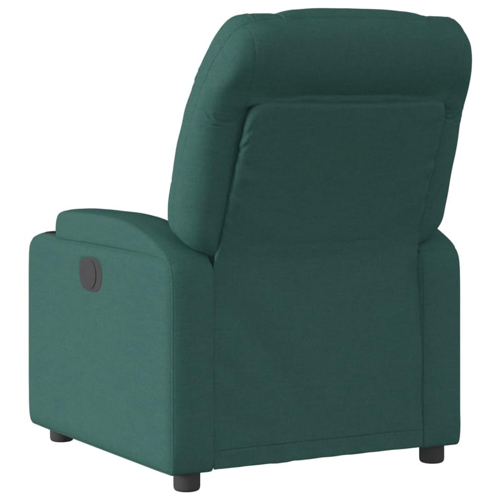 Relaxsessel Dunkelgrün mit manueller Liegefunktion, 74x89x100 cm, Stoffbezug, Getränkehalter und Seitentasche, Robustes Metall-Holz-Gestell für Wohnzimmer und Home-Cinema