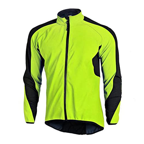 sponeed Men's Bike Winter Jerseys Thermal Fleece Windproof Jacket Cycling Bicycling Shirt Tights Suits Asia 3XL Size US XL Tops Green