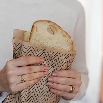 Lunchskins Compostable XL Sandwich Bags – 50 Count | Chevron Design | Eco-Friendly Food Storage Bags Made from Unbleached Kraft Paper with Recyclable Resealable Stickers