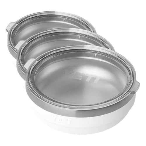 Image of YETI Rambler Low Bowl, Vacuum Insulated, Stackable and Nestable Stainless Steel Bowl with Lid, 0.7 Quart, White (Pack of 3)