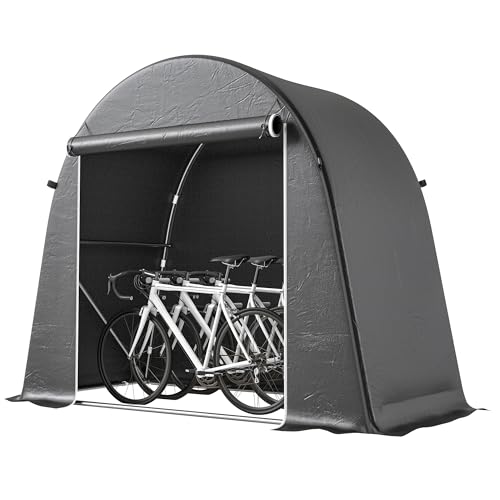 Outsunny Abri de Jardin Tente de Stockage étanche abri Moto Porte Enroulable Fermeture éclair, Garage pour vélo et Outils Rangement et Stockage pour vélo...