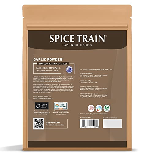 Spice Train, Garlic Powder (397G/14Oz) Non-Gmo, Gluten Free, Raw From India - Seasoning For Cooking - Resealable Zip Lock Pouch - Direct From Source #TOP4