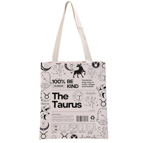 G2TUP Taurus Inspired Gift 100% Human Be Kind The Taurus Tote Bag Astrology Lover Handbag Zodiac Taurus Merch
