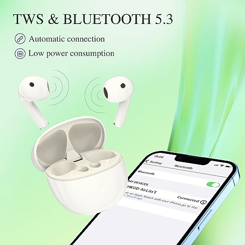 Image of SHKOD AirLits7 True Wireless Earbuds | Bluetooth 5.3 | ENC Noise Reduction | 38 Hours Playtime | Fast Charging | One Touch Control(Moonlight White)