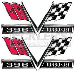 Amazon Eckler S Premier品質製品33 Camaroフェンダーエンブレム 396 Turbo Jet V Flag エンブレム 車 バイク