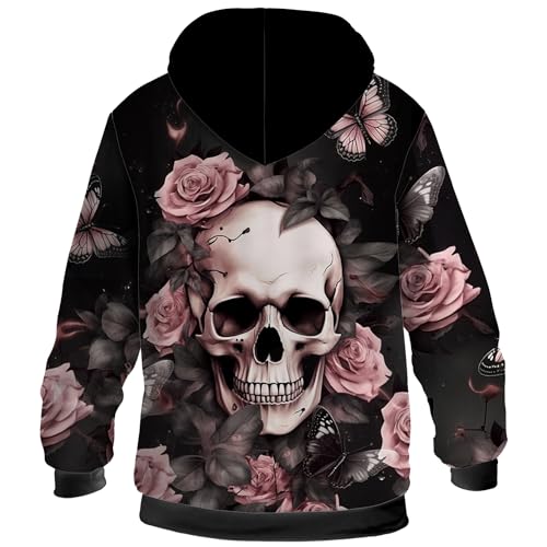 Zip Up Hoodies for Women Men Skull Print Fleece Winter Jacket Hooded Sweatshirt Gifts for Her,Him4