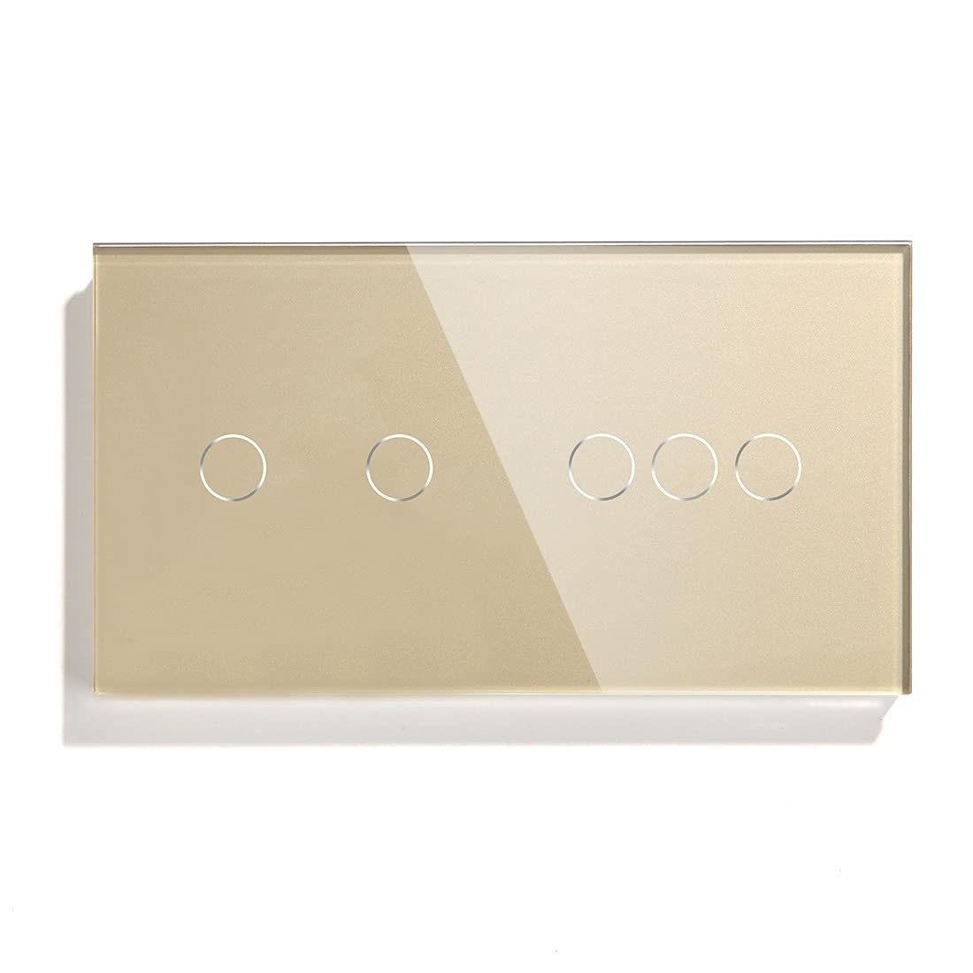 Interruptor Tactil, Interruptor Tactil Pared 5 Interruptor táctil de pandillas 157 mm 1 vía Interruptor de luz de Pared Blanca Negro Negro Panel Táctil Sensor Impermeable Interruptor(Gold)