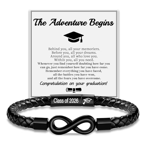 Image of Leather Bracelet Gifts for Men, To My Son Bracelet Fathers Day Bracelet Gifts Dad Grandpa Love You Forever Engraved Birthday Valentines Graduation Gift Infinity Knot Jewelry