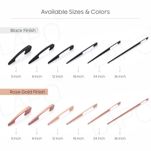 Image of LAPO 36 Inch Pull Handles Set for Drawer, Wardrobe and Office Cupboard Use, Strong Hand Grip, Durable Build Quality, Hole to Hole Size 86.5 cm, Quick Mount Setup (Rose Gold, Pack of 2)
