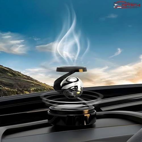 Image of Solar Aroma Car Air Freshener, Stylish Dashboard Rotating Perfume Diffuser, Rotating Aromatherapy, Solar Powered Autorotation Decoration for Car Interior, Refillable & Eco Friendly