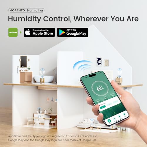 Smart Humidifiers for Bedroom Large Room Home, 6L Cool Mist Top Fill Humidifier with Essential Oil Diffuser, Smart App & Voice Control, for Nursery & Plants, White, 1 Pack + 7 Color NightLight - Image 3