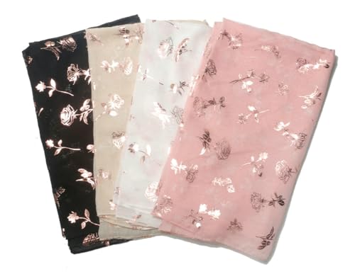Lightweight Rose Flower Scarf for Women Fashion Head Cover Hijab Scarf Shawl Wraps4