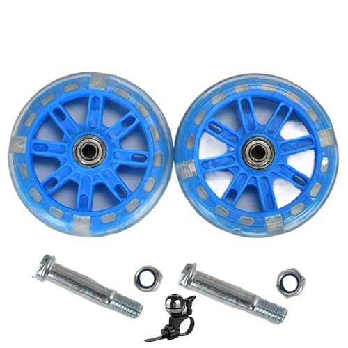 2 pcs Flash Led Bicycle Training Wheels para bicicletas infantiles y scooter, ruedas de 110mm, reemplazo universal para bicicletas de niños de 12 a 20 pulgadas (Azul) miniatura 1