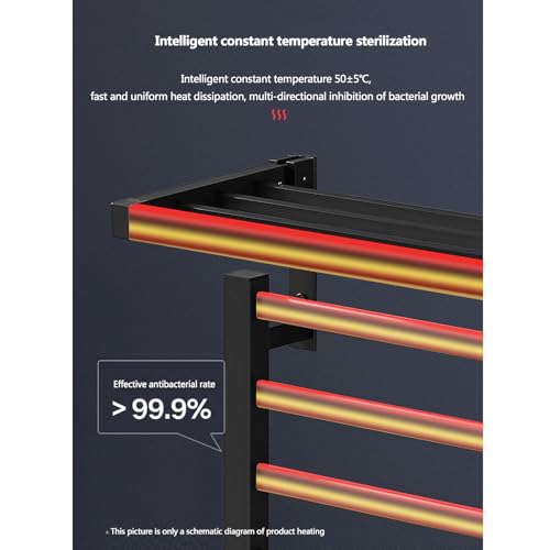 Scaldasalviette Elettrico con Asciugatura Rapida costante, portasciugamani in Fibra di Carbonio per Uso Domestico, per Bagno, Spa, Accappatoio, Coperta e Pigiama, Nero