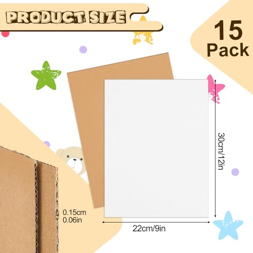 Image of Henoyso 15 Pack 9 x 12 Inch Corrugated Cardboard Sheets Flat Cardboard Sheets Packaging Inserts Flat Square Inserts Squares Separators for Shipping Packing Mailing Crafts(White Single Face)