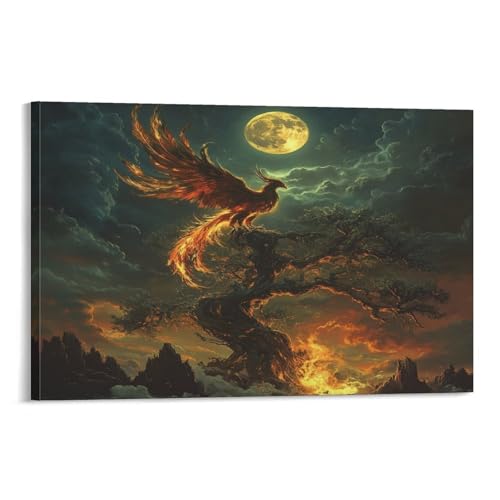 Peinture sur toile phoenix inspirante : décoration murale pour chambre et salon