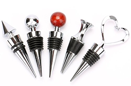Bekith Zinc Alloy Bar Tools Wine Plug Wine & Beverage Bottle Stopper,Set of 5