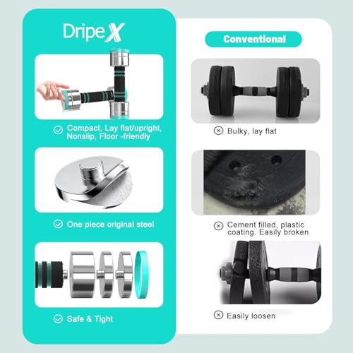 Dripex Hanteln Set Einstellbare Hantel 2x2.5kg, Kurzhanteln aus Stahl enthalten. 2,5kg 5kg 7,5kg 10kg 15kg 25kg 30kg 50kg Fitness Hanteln 5 KG mit Schaumstoff Griff für Zuhause