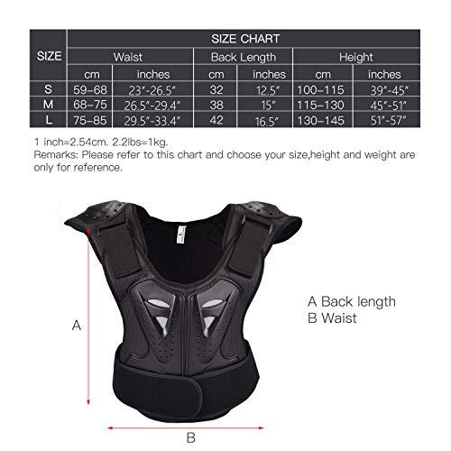 OHMOTOR Kid Body Armor Armour Jacket Children Chest Back Spine Protector Vest(Black, M) - Thumbnail 5