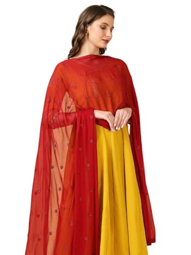 Image of DUPATTA BAZAAR Women's Embroidered Chiffon Dupatta with Delicate Sequins