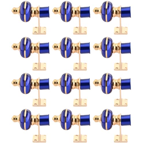 Image of Stylish Curtain Hooks /Curtain Knobs /Rod Rail Bracket for Home Blue Gold Finish Set of 12 Pcs