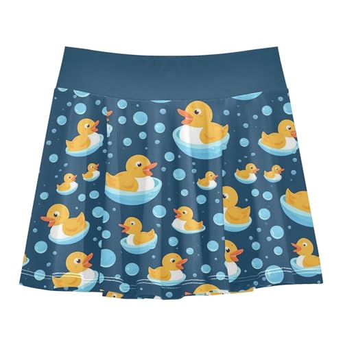 visesunny Girl's Golf Skirt Athletic Little Yellow Duck Drops Tennis Skort Sport Activewear with Double Layer Pockets