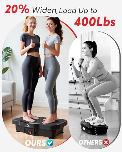 Image of Zoomsnail Vibration Plate Exercise Machine, 8000 Vibrations /min Adjustable Fitness Platform, 400 Lbs Capacity Whole Body Workout Extra Large Size Platform with Bluetooth for Weight Loss, Women & Men