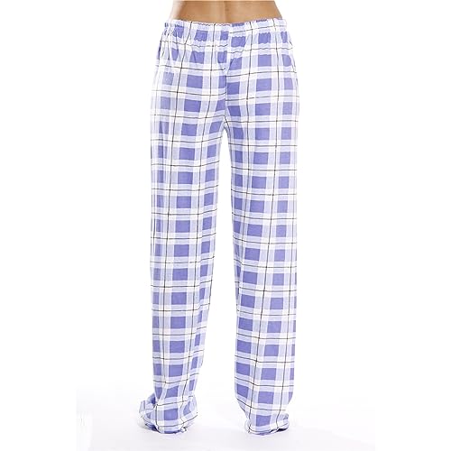 Calça de pijama xadrez feminina 100% algodão, calça de pijama confortável, calça de harém com fundo