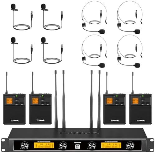 TONOR UHF Wireless Microphones System with Bodypack Transmitter, ...