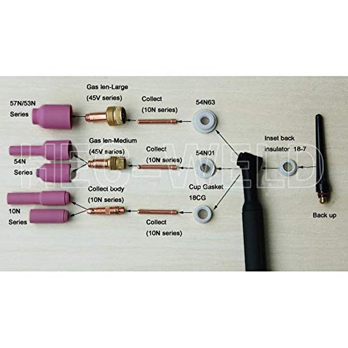 Anncus,8 PCS TIG Welding Torch TIG KIT Insulator Cup Gasket 54N01