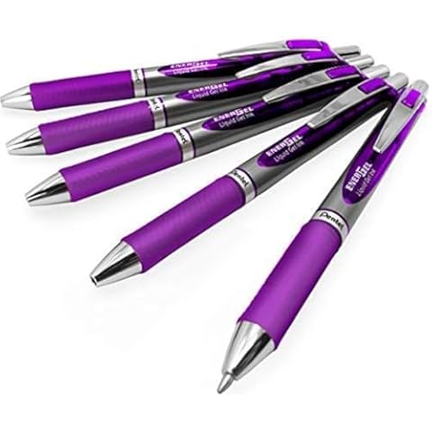 Energel BL80 Retractable Liquid Gel Ink Rollerball Pen - 1.0mm - Violet - Pack of 5 Cover