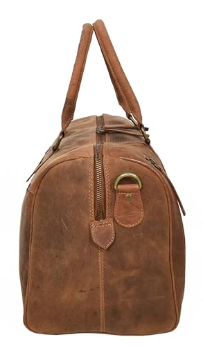 Real Leather Small Size Holdall Overnight Weekend Travel Duffle Bag Torin, Tan, Small, Duffle3