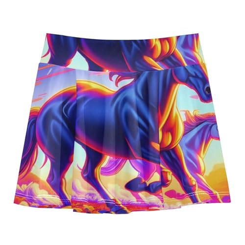 Joisal Girls Skorts Athletic Shorts Tennis Skirts Kids Funny School Skirt Horse Flower Neon Colorful 3t