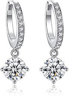 Yikoly Women's and girls' earrings, hoop earrings, 925 silver, earrings with cubic zirconia, ring, hoop, stud earrings, simple jewellery, gifts for women, girlfriend.